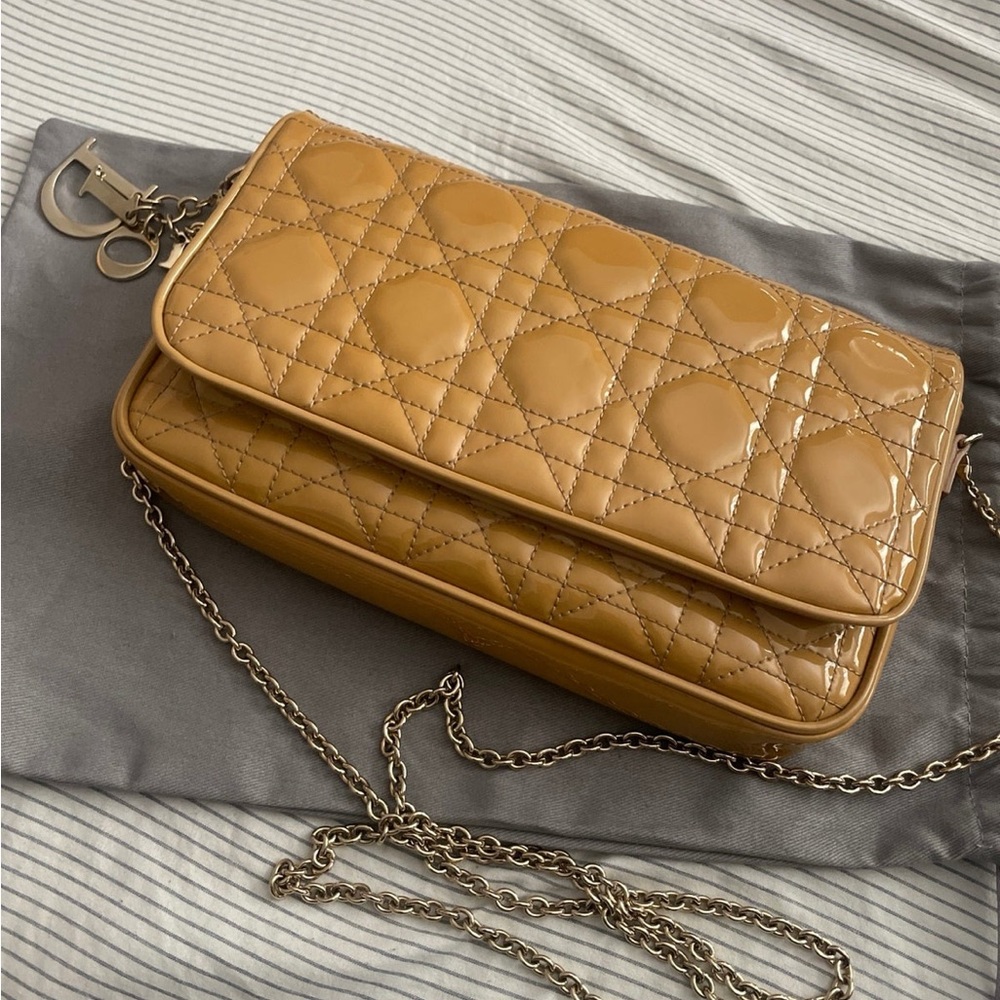 Christian Dito Cannage patent crossbody bag